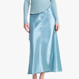 NWT Vince Raw Edge Panelled Slip Skirt in Jade Sea